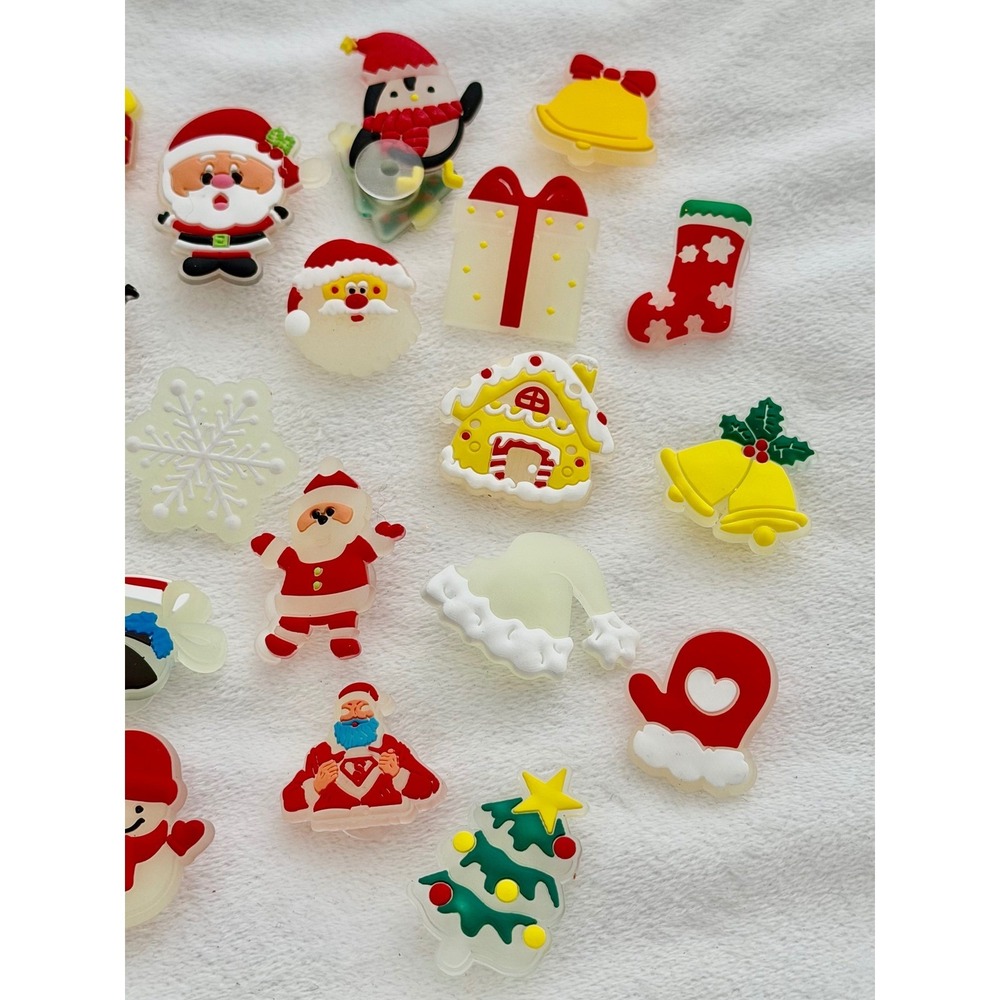 25pc Glo-in-the-Dark Christmas Shoe Charm Santa Snowman Holiday Croc Jibbitz - Picture 5 of 6